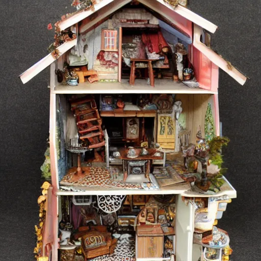 Prompt: Inner earth dwarf dollhouse