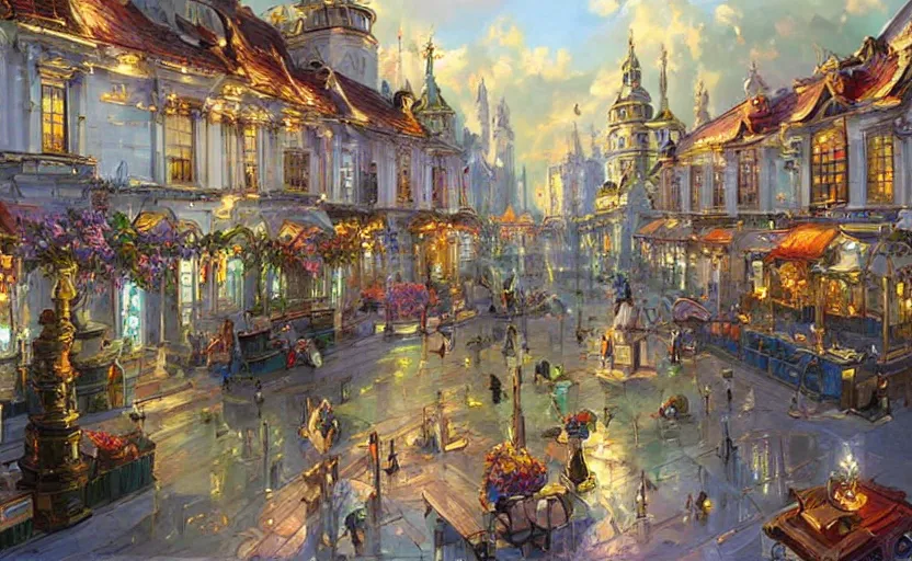 Image similar to Alchemy city. By Konstantin Razumov, highly detailded