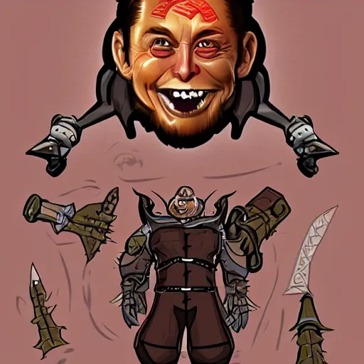 Prompt: elon musk as a ork in the lord of the rings adobe illustrator, trending on pixiv, behance