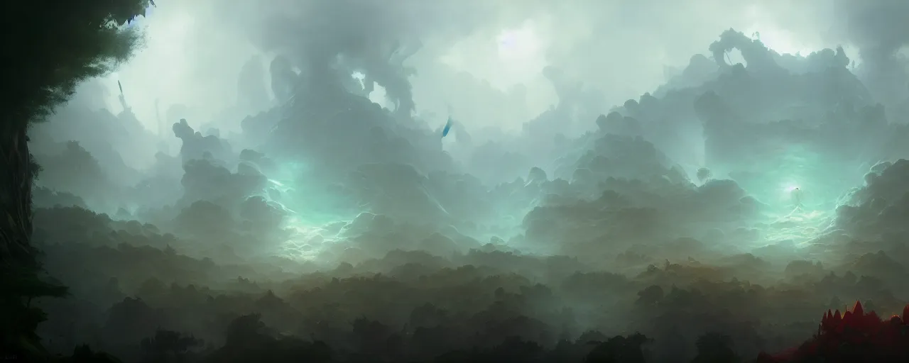 Prompt: cloud forest by peter mohrbacher and craig mullins and james jean and marc simonetti and mark rothko