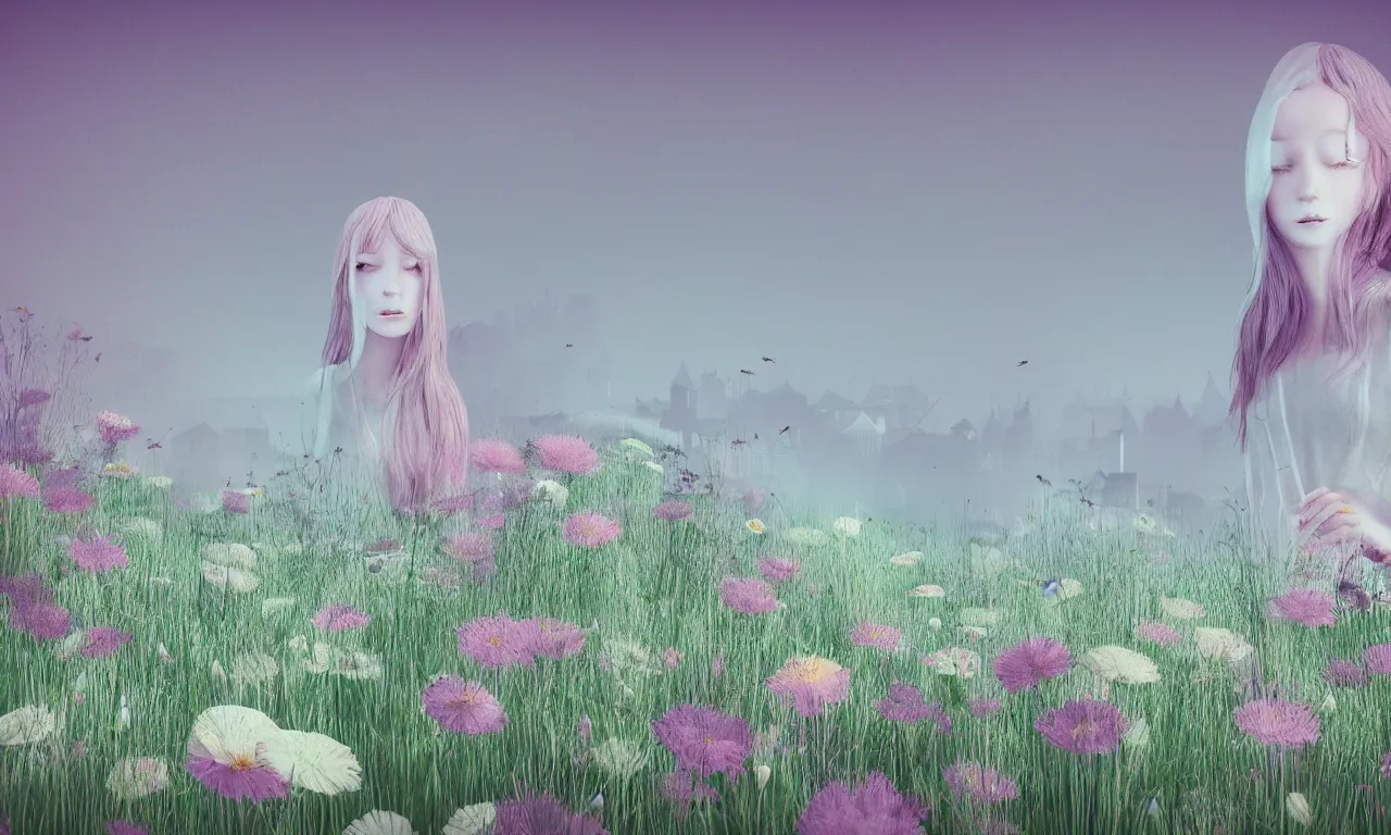 ghosts, meadow flowers, pastel colors, nordic noire, | Stable Diffusion ...