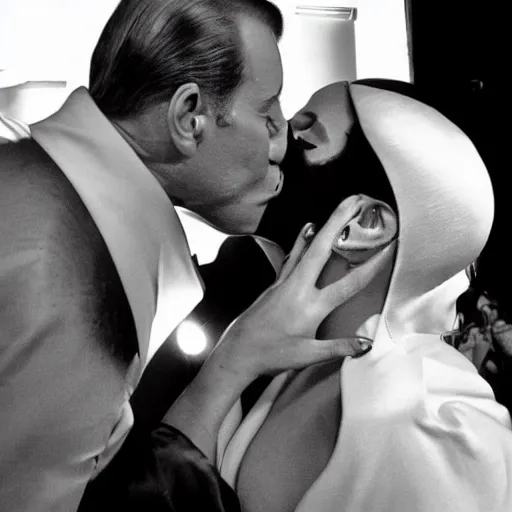 Image similar to berlusconi kissing lady gaga