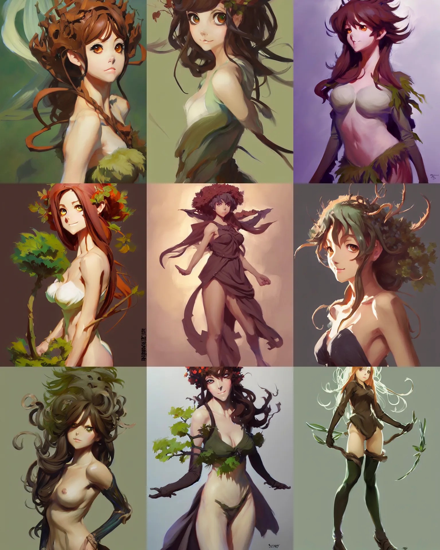 Prompt: greg manchess character concept art of an anime dryad | | anime anime anime, cute - fine - face, pretty face, realistic shaded perfect face, fine details by stanley artgerm lau, wlop, rossdraws, james jean, andrei riabovitchev, marc simonetti, and sakimichan, trending on artstation