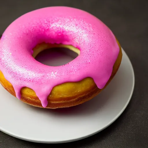 Image similar to a donut with pink icing and sprinkles, rendered in blender