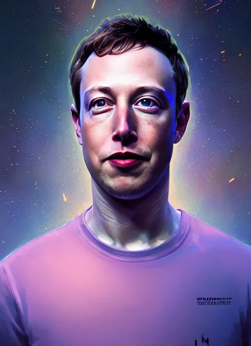 Image similar to Highly detailed portrait of Elon musk mixed with Mark zuckerberg, Stephen Bliss, unreal engine, fantasy art by Greg Rutkowski, Loish, Rhads, ferdinand knab, Makoto Shinkai and Lois van baarle, ilya kuvshinov, rossdraws, Tom Bagshaw, alphonse mucha, global illumination, radiant light, detailed and intricate environment