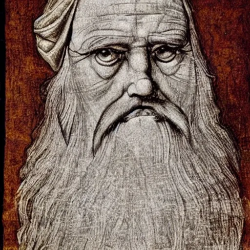the face of an old wizard in the style of leonardo da | Stable ...
