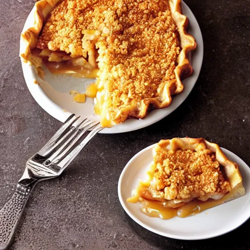 Prompt: crisp apple pie topped with cheddar cheese, cookbook photo