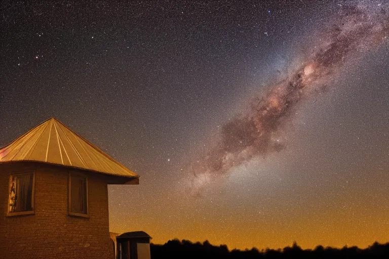 Image similar to award winning professional photo of the milky way in the night sky, long exposure astro photography
