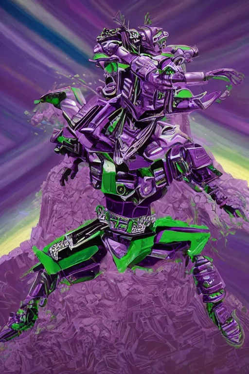 Image similar to portrait of cowboy johnny cash as purple green optimus prime power ranger from transformers surfing tonic stimulant fluids on air guitar zord UFO hoverboard, intricate, highly detailed, smooth, artstation, digital illustration by Lisa Frank and Ruan Jia and Mandy Jurgens and Artgerm and Wayne Barlowe and Greg Rutkowski and Zdislav Beksinski