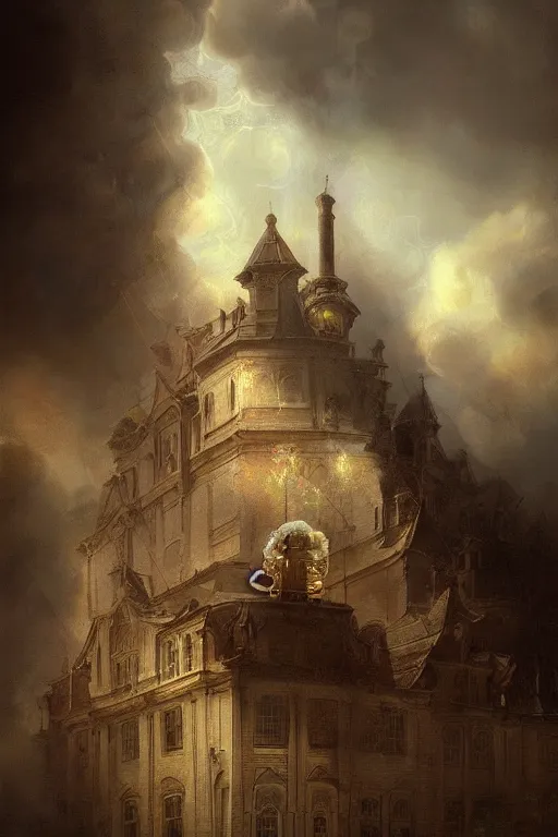 Prompt: breathtaking detailed soft painting of public money flowing through parties of fraternity, a rose fire bell ringing in the clouds, rembrandt style, elegant, highly detailed, artstation, concept art, matte, sharp focus, art by tom bagshaw, and greg rutkowski