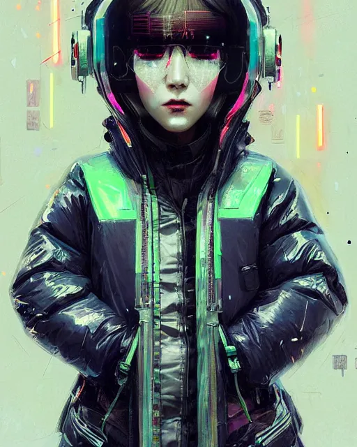 Image similar to detailed portrait neon operator girl, cyberpunk futuristic, neon, reflective puffy coat, decorated with traditional japanese by ismail inceoglu dragan bibin hans thoma greg rutkowski alexandros pyromallis nekro rene margitte, illustrated, perfect face, fine details, realistic shaded, fine - face, pretty face