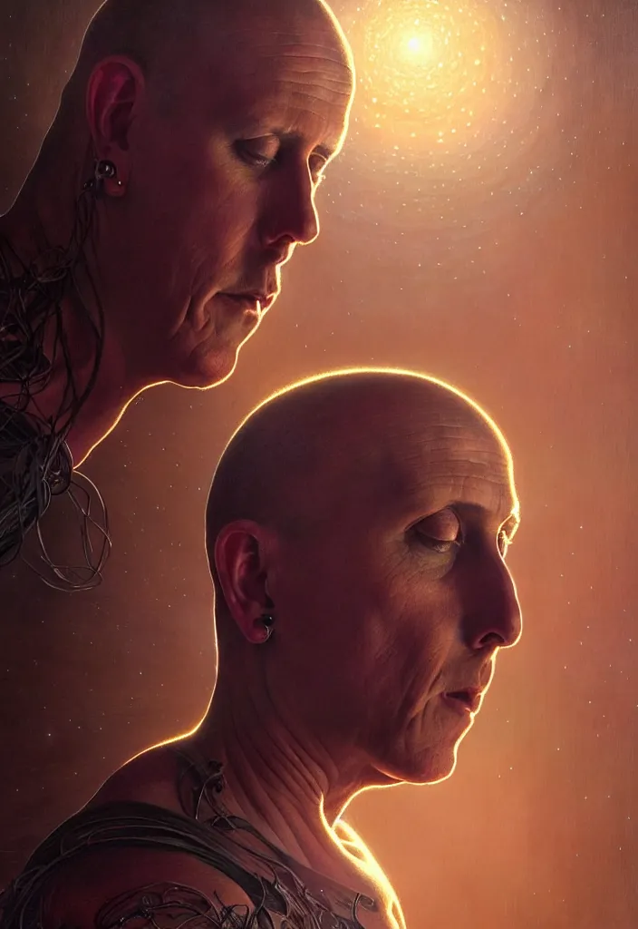 Prompt: Maynard James Keenan being abducted by aliens, close up, 80mm, dark light night, intricate, elegant, sharp focus, illustration, highly detailed, digital painting, concept art, matte, art by WLOP and Artgerm and Greg Rutkowski and Alphonse Mucha, masterpiece