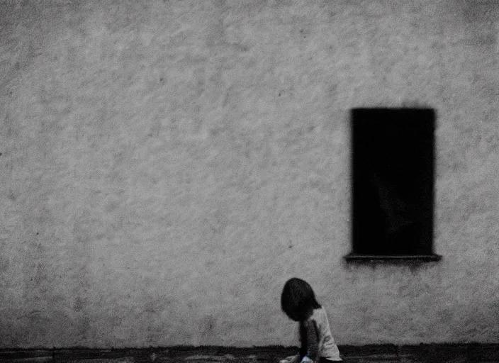 Prompt: sad monster by Andrei Tarkovsky, lomography photo, blur, monochrome