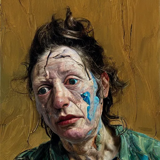 Prompt: high quality high detail painting by lucian freud and jenny saville, hd, upsetting, turquoise