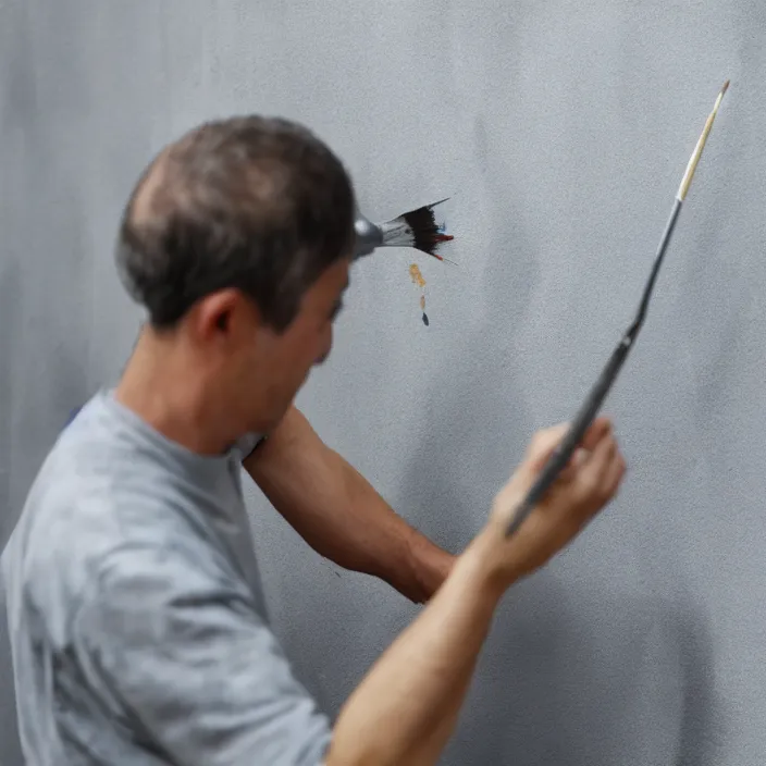 Prompt: A painter making a gray blob