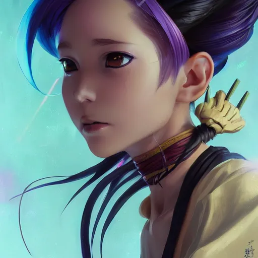 Prompt: portrait of anime pixie character with space braids, manga cover, highly detailed, digital painting, artstation, concept art, sharp focus, illustration, strong brush stroke, anime, art by greg rutkowski, ilya kuvshinov, sharp focus, ghibli studio, art by ilya kuvshinov, rossdraws'