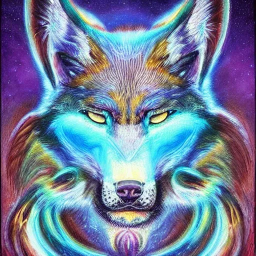 Image similar to spirit wolf made of electricity thunder storm by GEOGLYPHIKS by FABIÁN JIMÉNEZ by MICHAEL DIVINE by AMANDA SAGE in the style of oil painting visionary art, intricate oil painting artwork. , trending on artstation, very coherent symmetrical artwork, oil painting