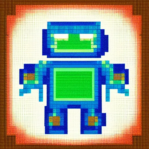 Prompt: pixel art of a cute robot