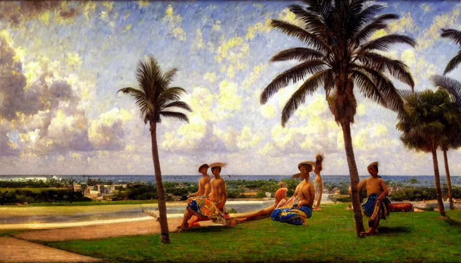 Image similar to a ultradetailed beautiful painting of the thunderstorm sky of the amazonas palace balustrade designed by jules bastien - lepage, tarsila do amaral, frank weston and gustave baumann, beach, trending on artstation, mediterranean, palm trees, sharp focus, colorful refracted sparkles and lines, soft light, 8 k 4 k