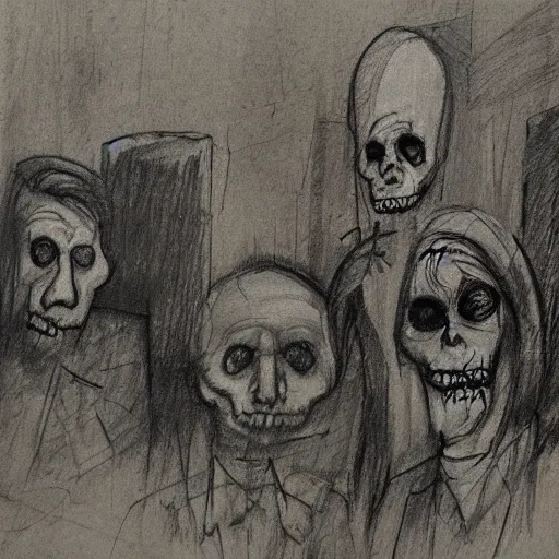 Prompt: zdzislaw bensinski sketch of ghouls in atasehir