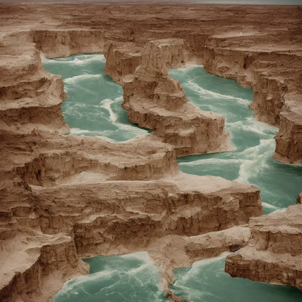 Image similar to photo of green river, wyoming cliffs during thunderstorm. the foreground and river are brightly lit by sun, and the background clouds are dark and foreboding. kodak portra 4 0 0,