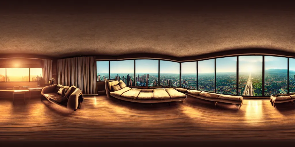 Image similar to Digital illustration. Trending. 4k. panoramic. HDR. Room.