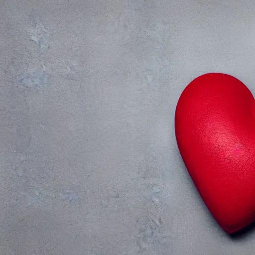 Image similar to 3d render of a badly formed red putty heart shape in the middle of a gray sheet of paper