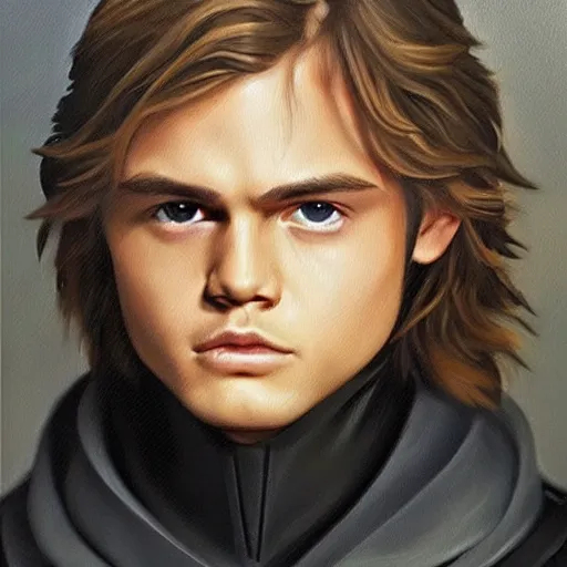 Image similar to anakin skywalker highly detailed oil painting portrait