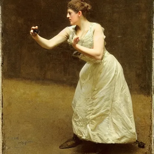 Image similar to actress rehearsing an action scene by alfred stevens