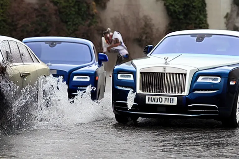 Image similar to stoned teenagers decided to drown Rolls-Royce