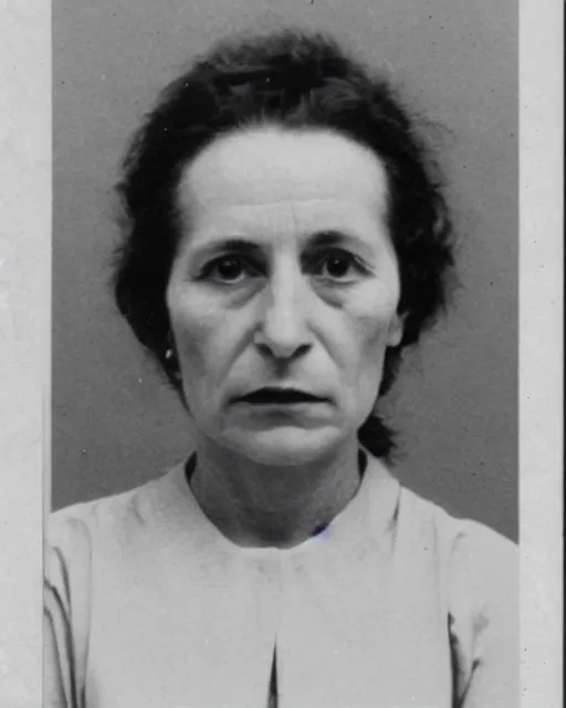 Image similar to a police mugshot of muriel kessler in latvia