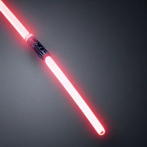 Image similar to ultra - detailed cinematic render, of a lightsaber hilt, that lies vertically on a carved stone, lit up in a dark room, octane render, high quality, digital art, 8 k, jedi fallen order teaser, volumetric lighting