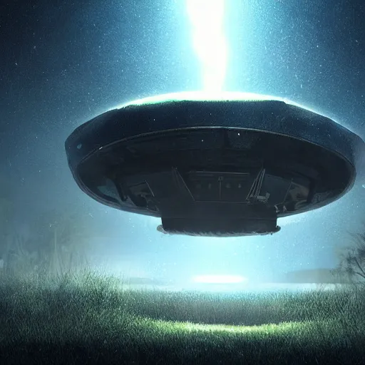 Prompt: found footage of a ufo at night, found footage, dynamic lighting, photorealistic fantasy concept art, trending on art station, stunning visuals, creative, cinematic, ultra detailed