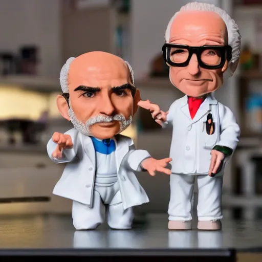 Prompt: albert hofmann wearing a lab coat in his laboratory, stop motion vinyl action figure, plastic, toy, butcher billy style