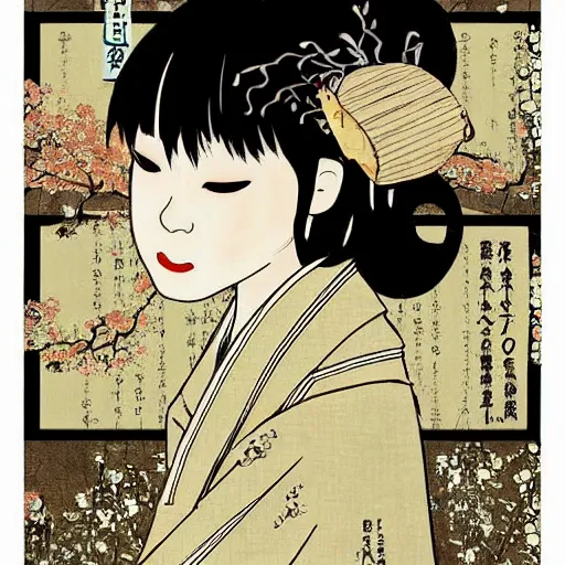 Image similar to japanese digital illustration poster, pinterest,