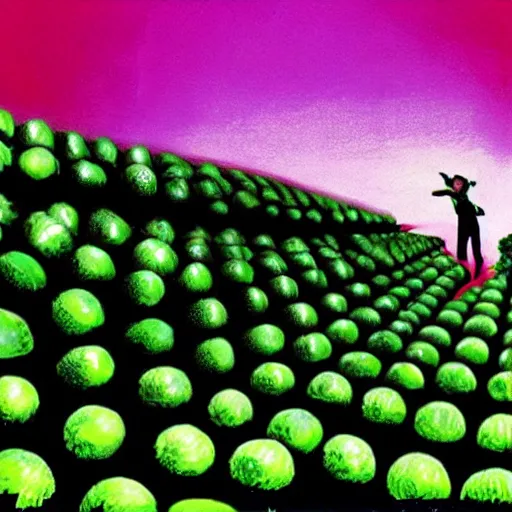 Prompt: the future is nothing like the past, just more watermelons, watermelons, watermelons, recursive, in the style of grand chamaco and stanley kubrick, inspired by james brown, photorealistic, epic, super technical, vibrant color, impactful lighting, cinematic still