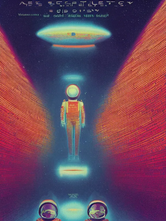 Prompt: A psychedelic poster of 2001: A Space Odyssey by Wes Wilson, Victo Ngai, James Gilleard, Bruce Pennington