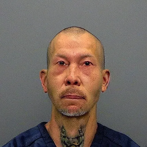 Image similar to mugshot of an inmate that has a chicken head