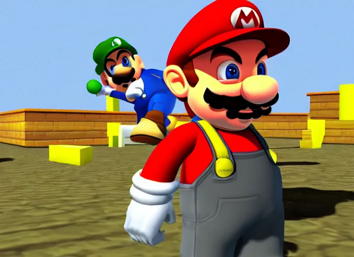 Image similar to walter white, super mario 6 4 screenshot