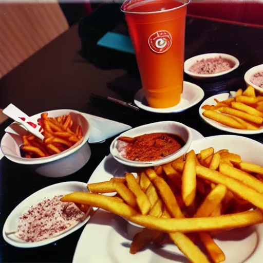 Prompt: dipps restraunt, dip fries in mayonese, studio photo