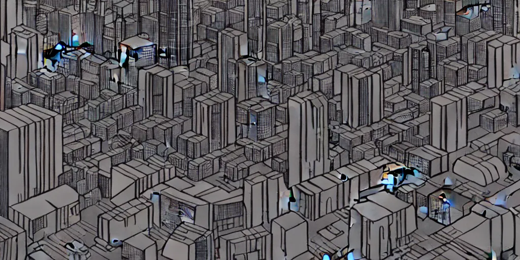 Image similar to areal view of mechanical futuristic brutalist city in the style of Akira!