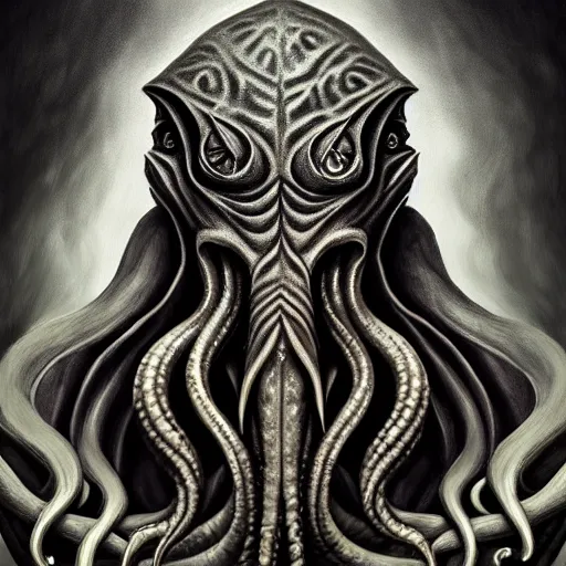 Image similar to intense portrait cthulhu, intricate, elegant, highly detailed, my rendition, digital painting, artstation, concept art, smooth, sharp focus, illustration, art by leonora carrington