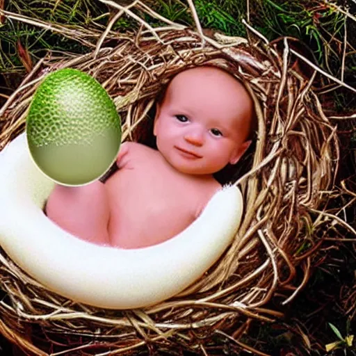 Prompt: baby mermaid next to a ooen egg in a nest, realistic, high detailed, fantasy art, anne geddes