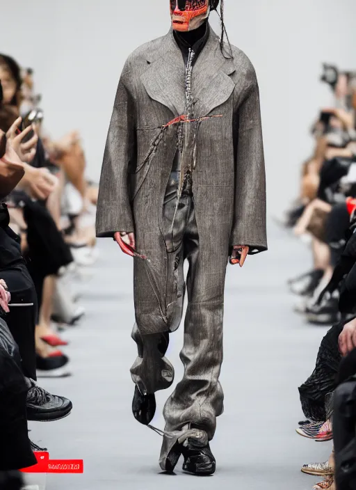 Image similar to hyperrealistic and heavy detailed balenciaga runway show of hannibal lecter, leica sl 2 5 0 mm, vivid color, high quality, high textured, real life