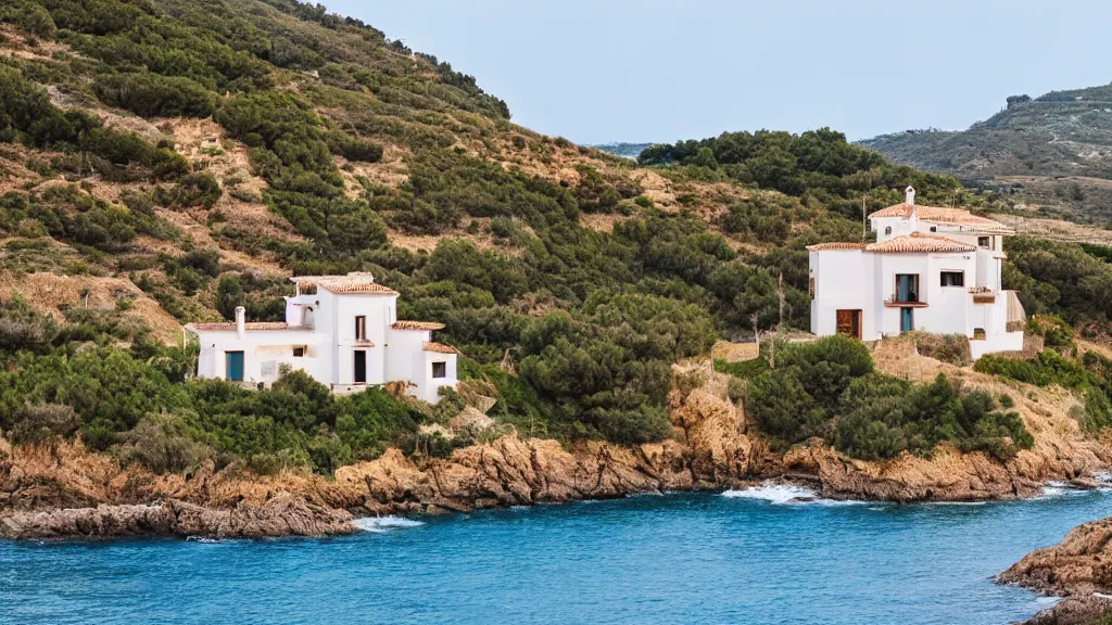 Image similar to a secluded home in spain along the coast, beautiful scenery