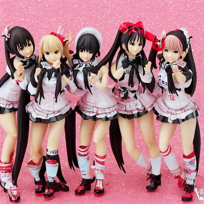 Prompt: figurines of japanese idols akb 4 7, i love you, detailed product photo