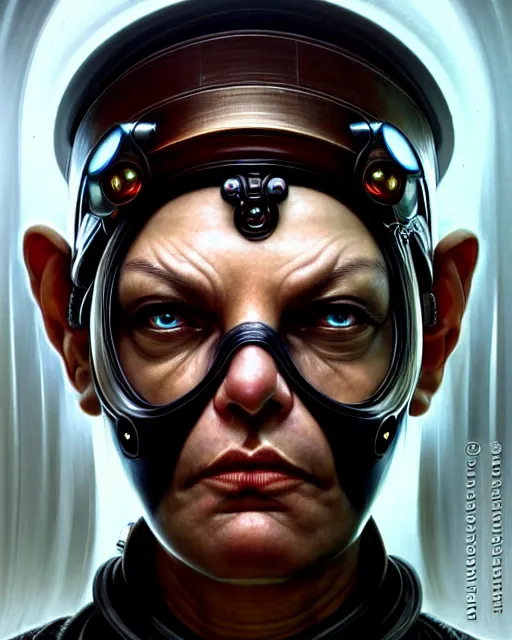 Image similar to front shot of a cyberpunk criminal mastermind character, intricate, elegant, highly detailed, centered, (((artstation, concept art, smooth, sharp focus, artgerm, Tomasz Alen Kopera, Peter Mohrbacher, donato giancola, Joseph Christian Leyendecker, WLOP, Boris Vallejo))), mugshot!!!!!, ugly!!!!!!