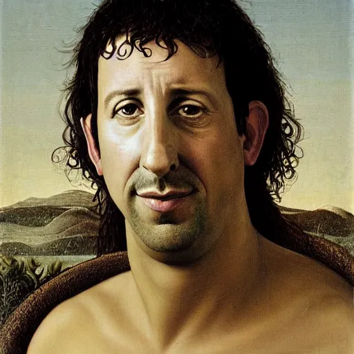 Image similar to Adam Sandler portrait, by Quirizio di Giovanni da Murano, behance, romanesque, da vinci, detailed painting, academic art