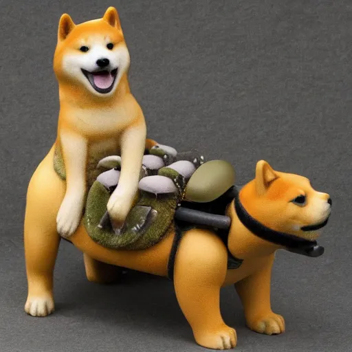 Image similar to shiba inu riding a war tortoise into battle