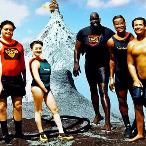 Prompt: Shaquille O'Neal wearing scuba gear in a volcano in the style of King of the Hill